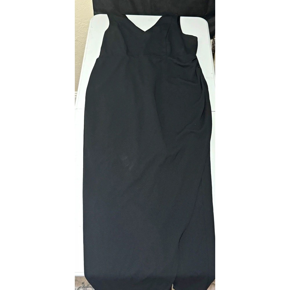 Torrid Black Maxi Dress Regular 16 V-Neck Strappy Sleeveless Slit Stretch Zip